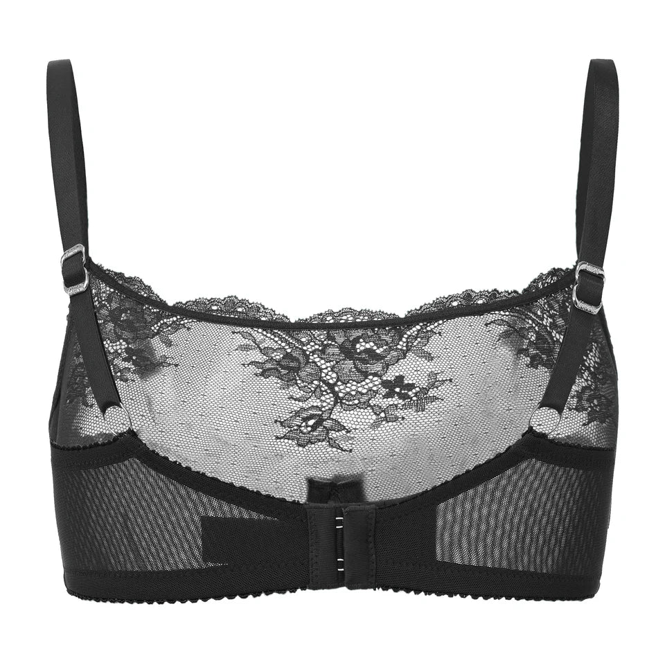 Amour d'Agnette Kim High Neck Sheer Lace Underwire Bra - Image 7