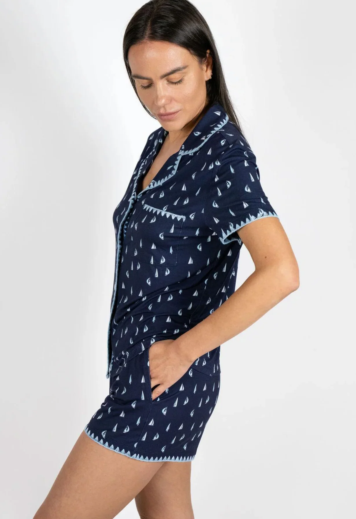Aspen Dream Cute Stitching Short Pajama Set - Image 3