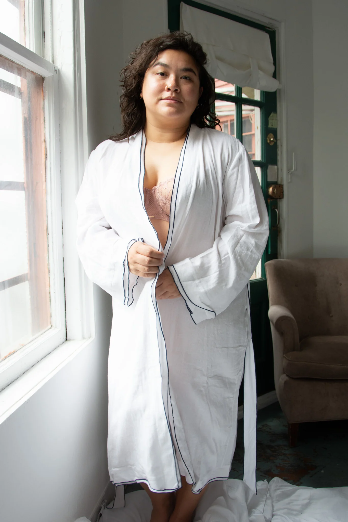 Eberjey Linen Blend Long Sleeve Robe - Image 5