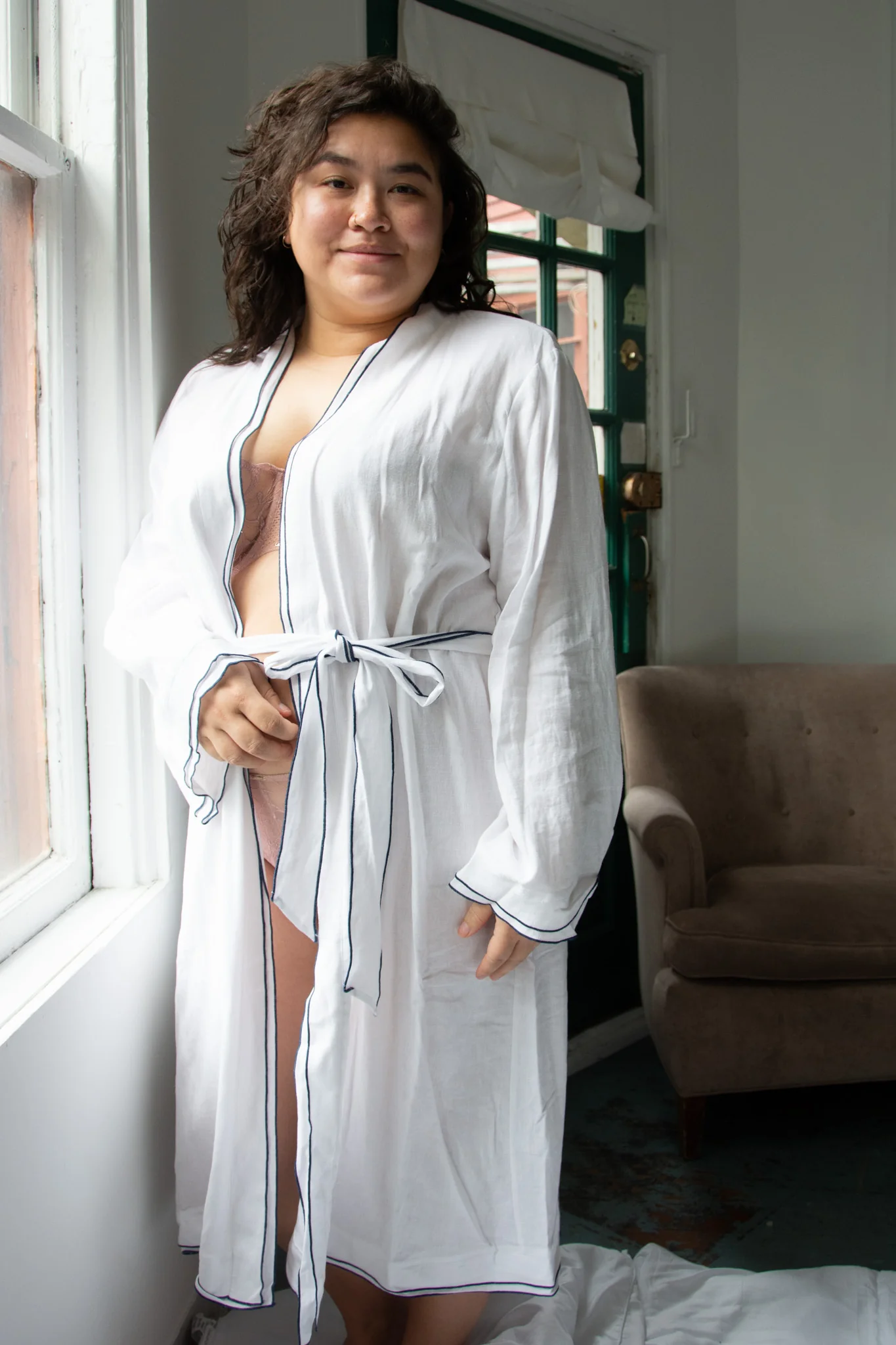 Eberjey Linen Blend Long Sleeve Robe - Image 8