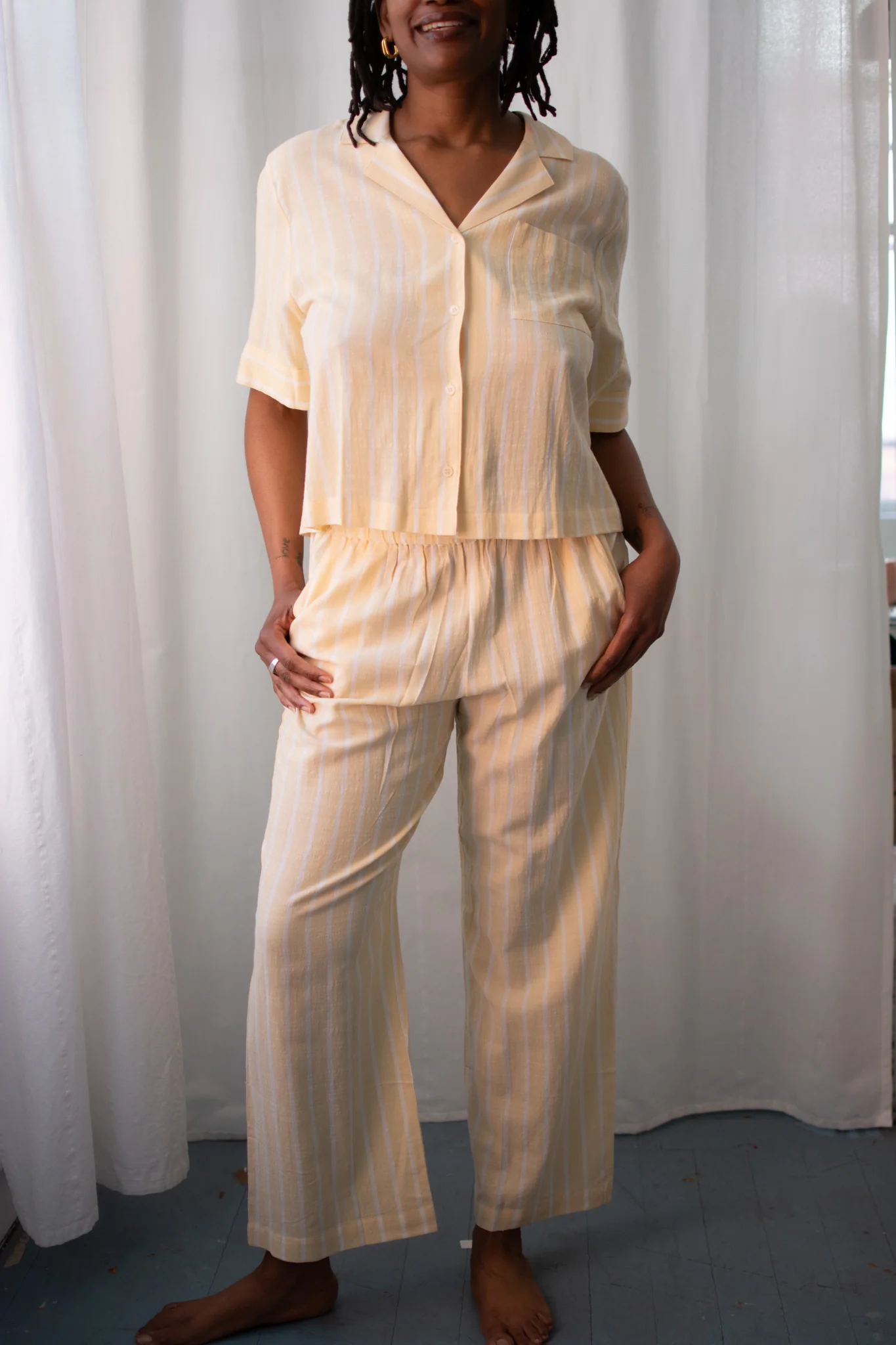 Eberjey Nautico Relaxed Short Sleeve & Pant PJ Set - Image 4