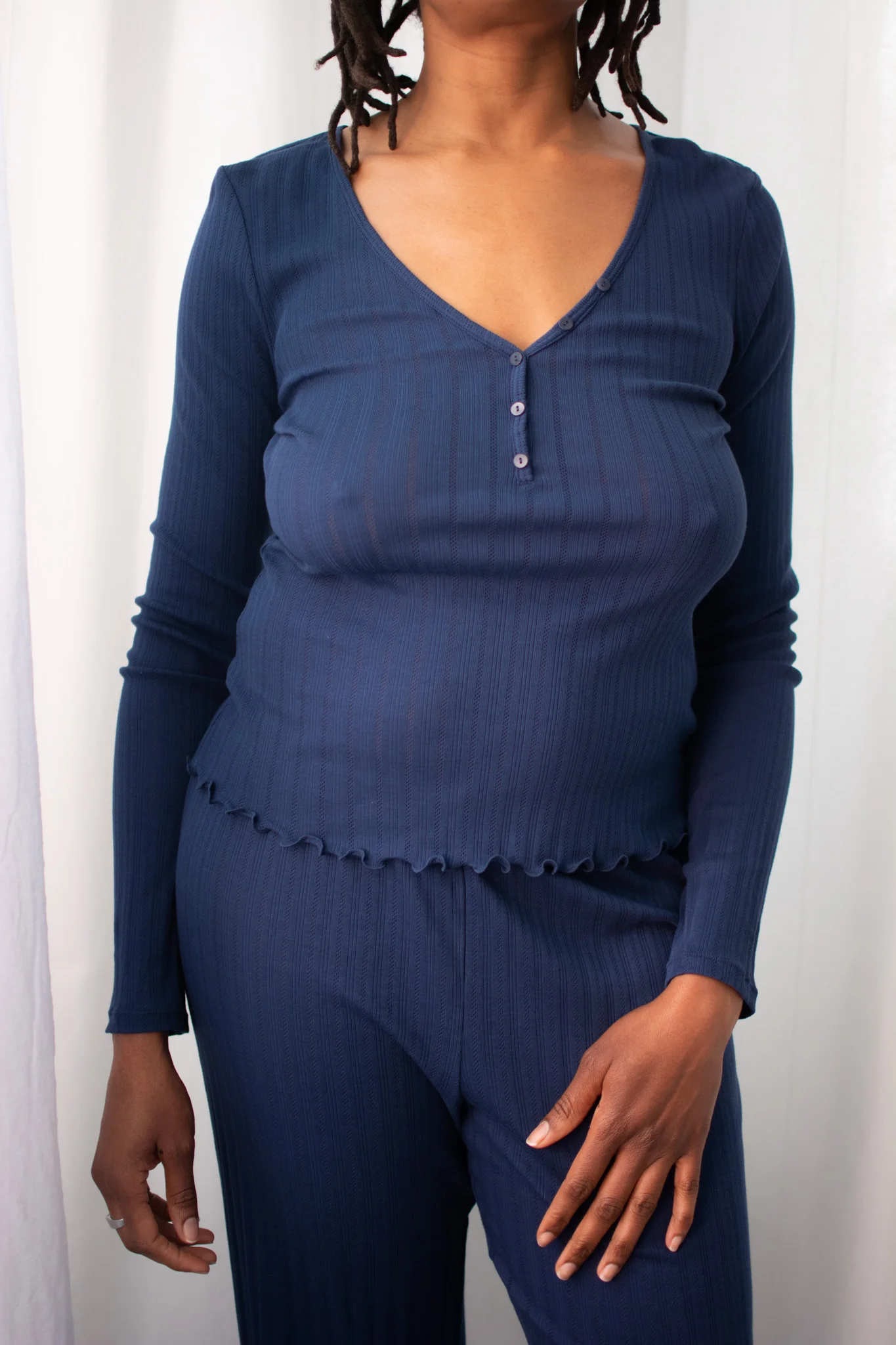 Eberjey Pointelle V-Neck Henley - Image 6