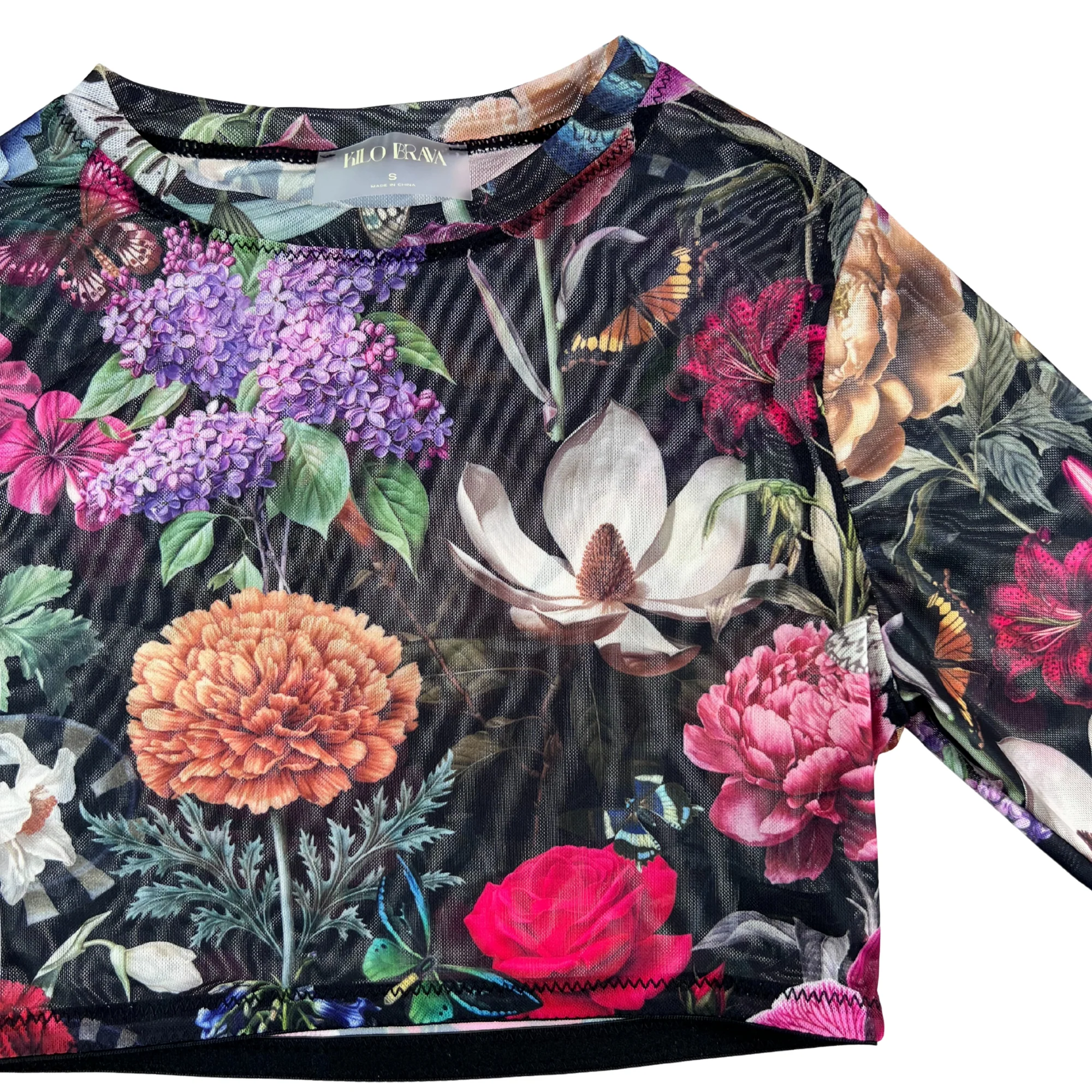 Kilo Brava Floral Mesh Long Sleeve Crop - Image 6