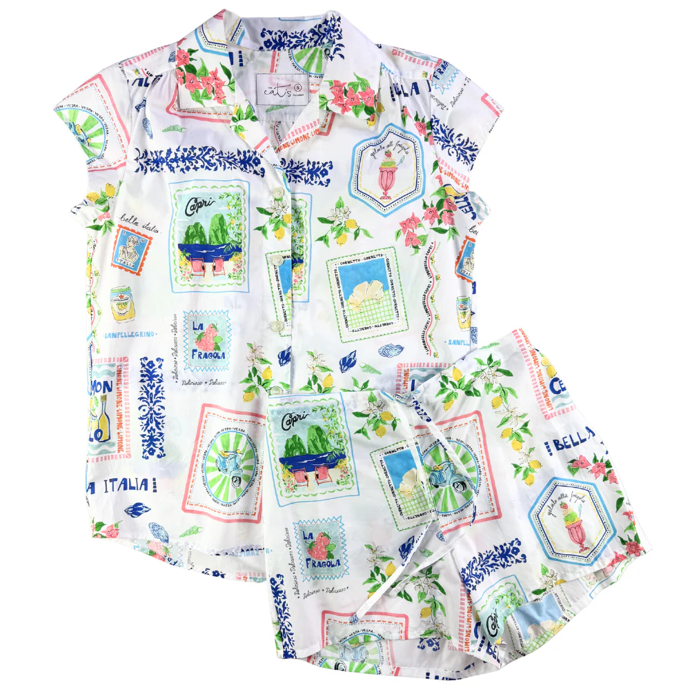 The Cat's Pajamas Bella Italia Luxe Pima Short Set