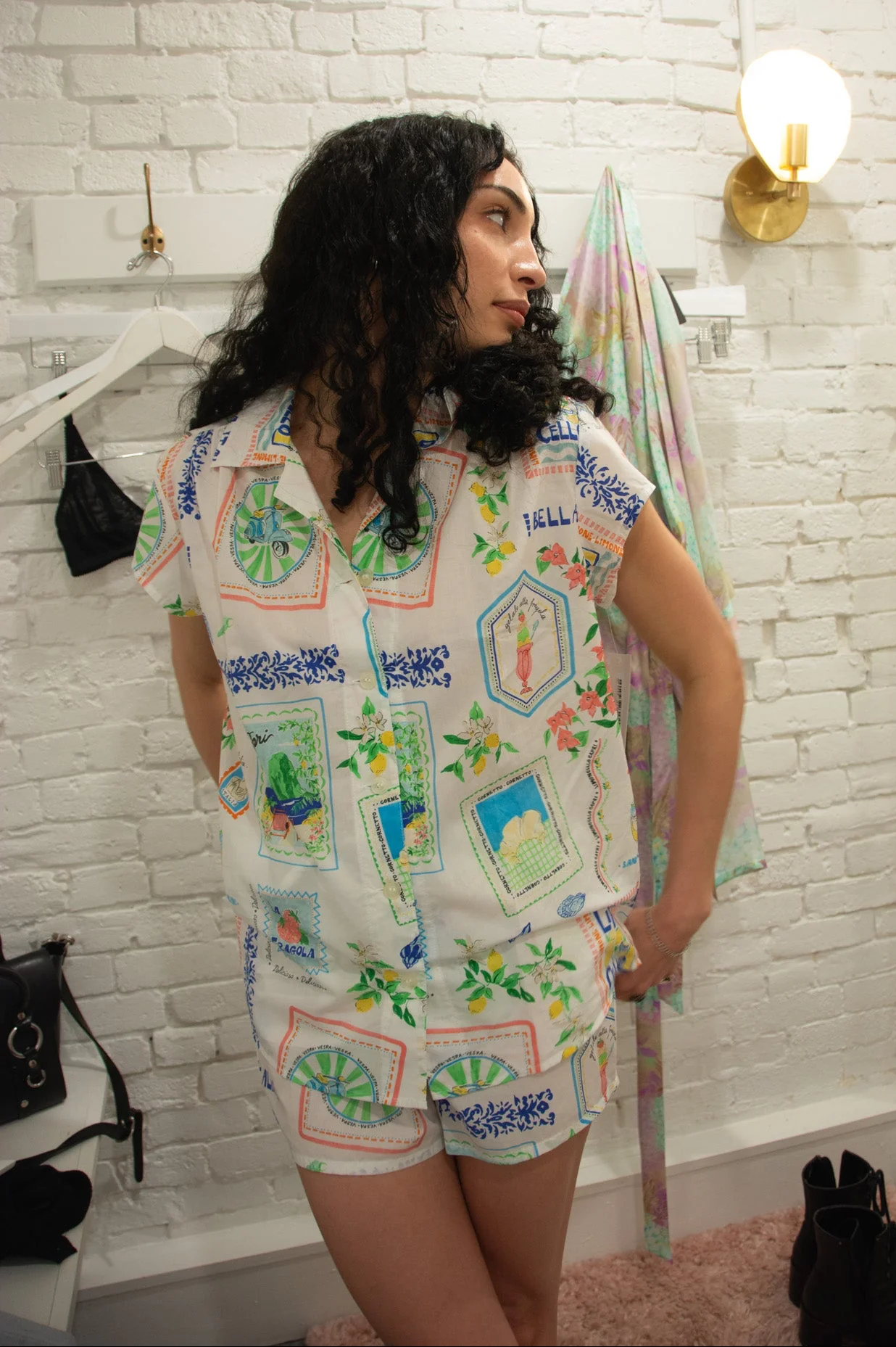 The Cat's Pajamas Bella Italia Luxe Pima Short Set - Image 3