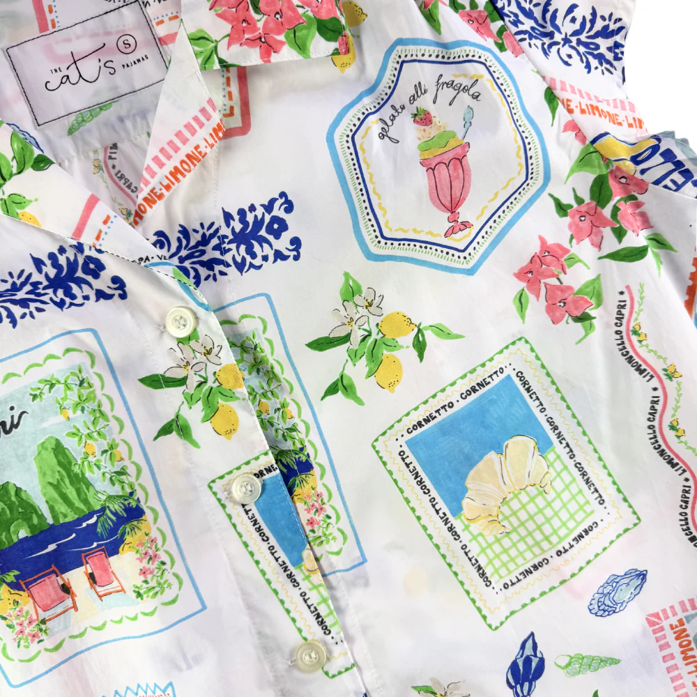 The Cat's Pajamas Bella Italia Luxe Pima Short Set - Image 8