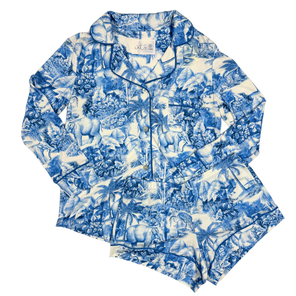 The Cat's Pajamas Pima Knit Long-Sleeved Short PJ Set - Image 11