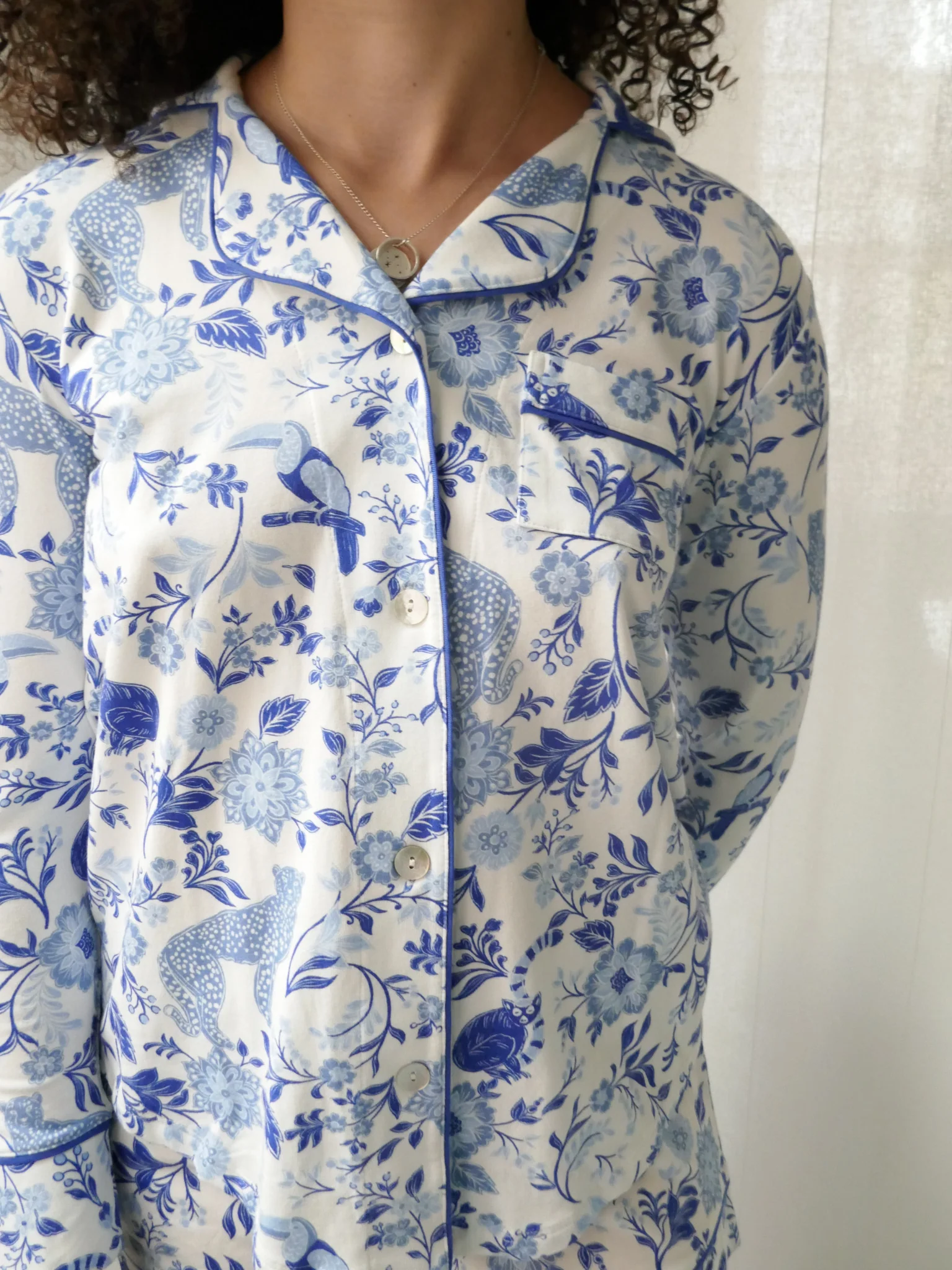 The Cat's Pajamas Pima Knit Long-Sleeved Short PJ Set - Image 3