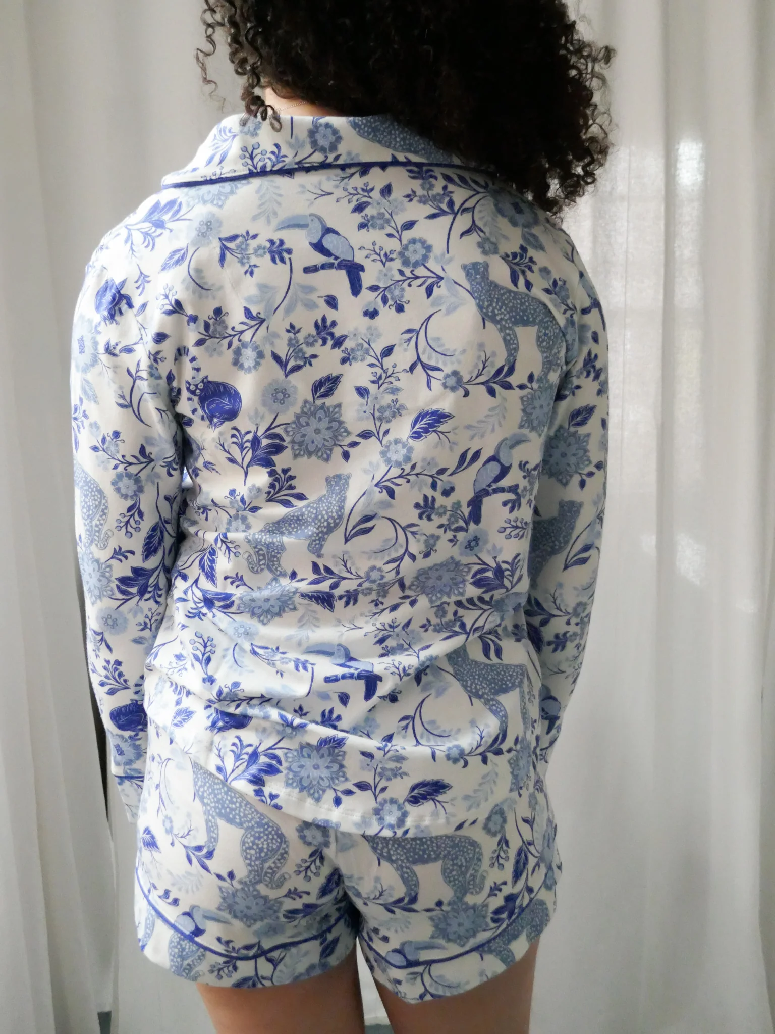 The Cat's Pajamas Pima Knit Long-Sleeved Short PJ Set - Image 5