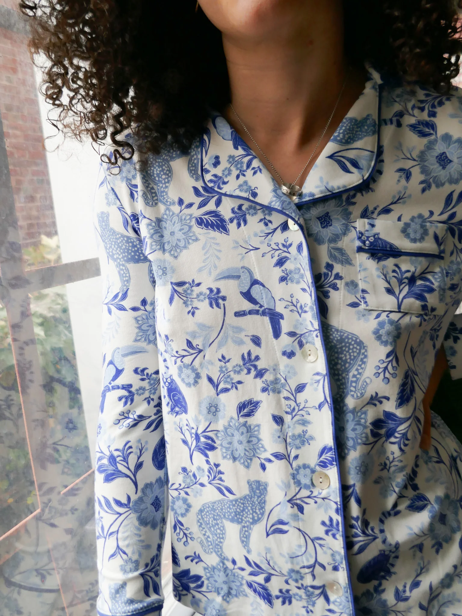 The Cat's Pajamas Pima Knit Long-Sleeved Short PJ Set - Image 8